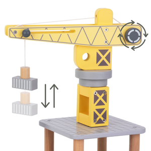 Mobil hamnkran med magnetvinsch och tillbehör - set i trä