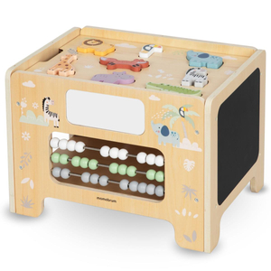 Manipulationslåda i trä - Montessori-bräda med djurfigurer och sits