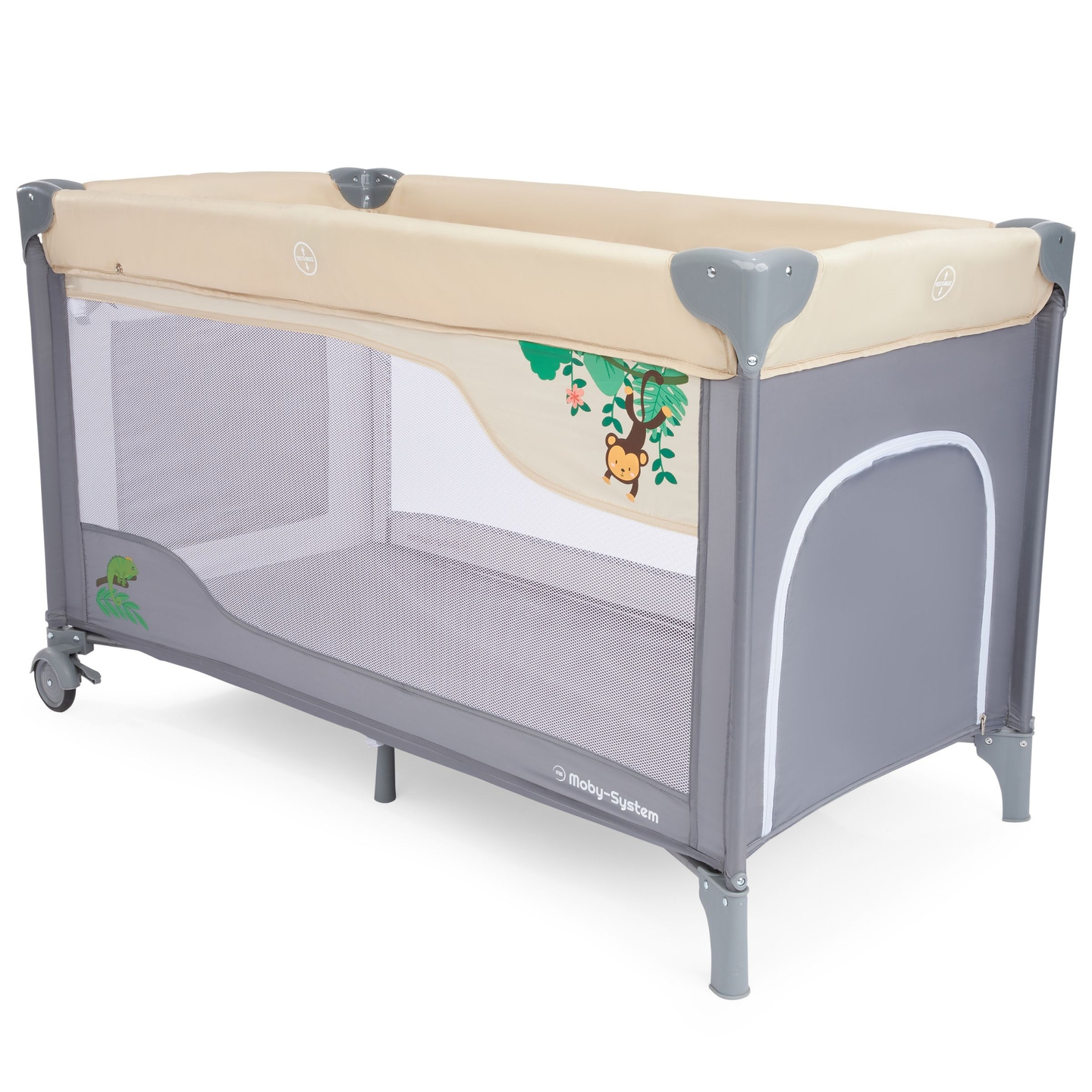 Resesäng 0 - 36 m med skötbord + Moby-System HUXLEY lekhage