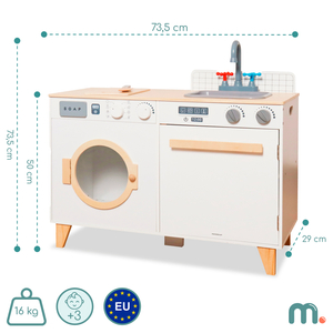 Tvättstuga och kök i trä - 2-i-1-hemset för barn