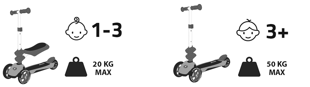 HyperMotion 3in1 balans trehjuling - blå