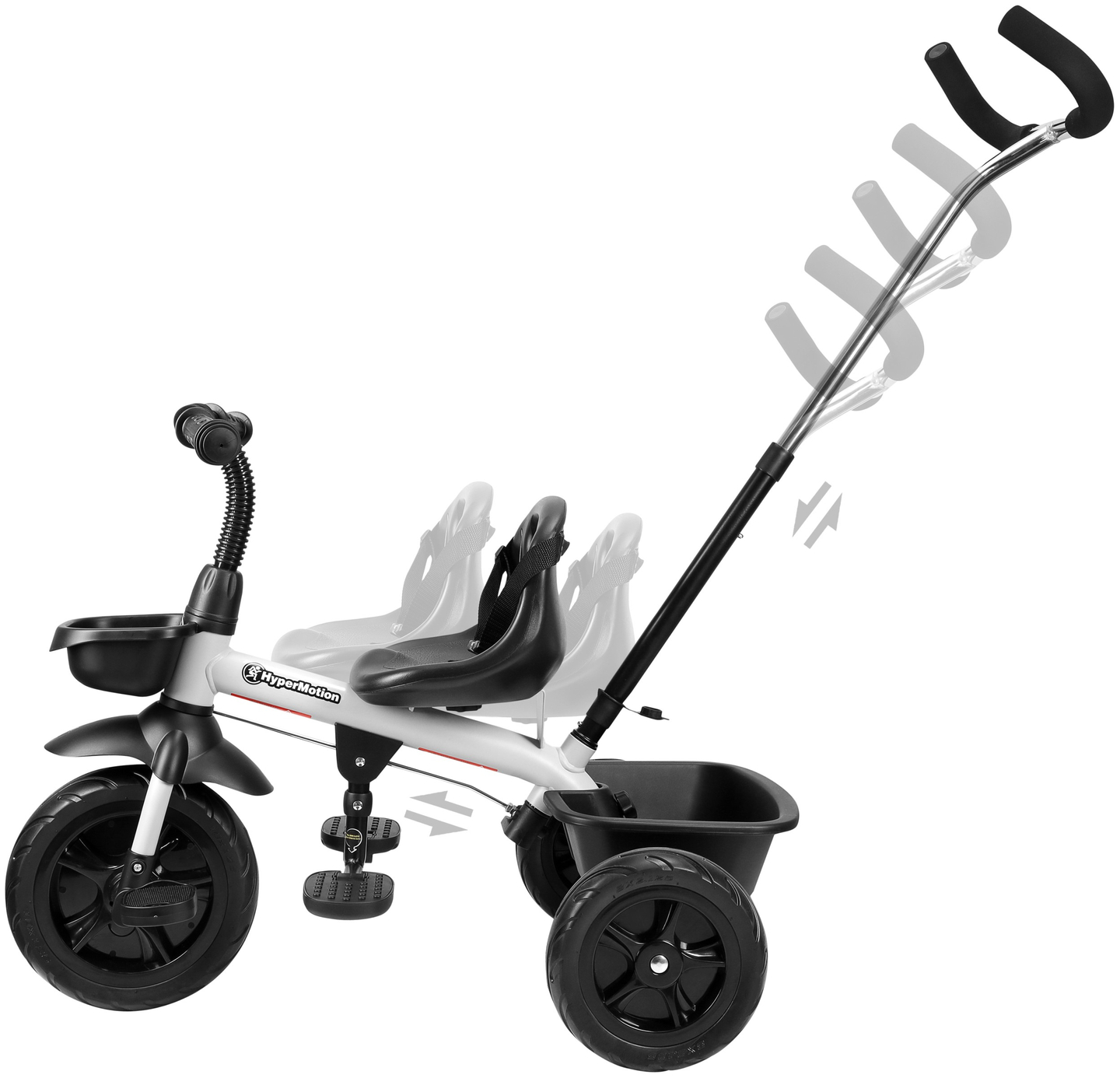 HyperMotion TOBI VECTOR trehjuling - evigt uppblåsbara hjul + skjutstång. Färg: ljusgrå.