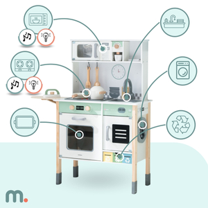 Interaktivt kök med tvättmaskin, diskmaskin och griffeltavla