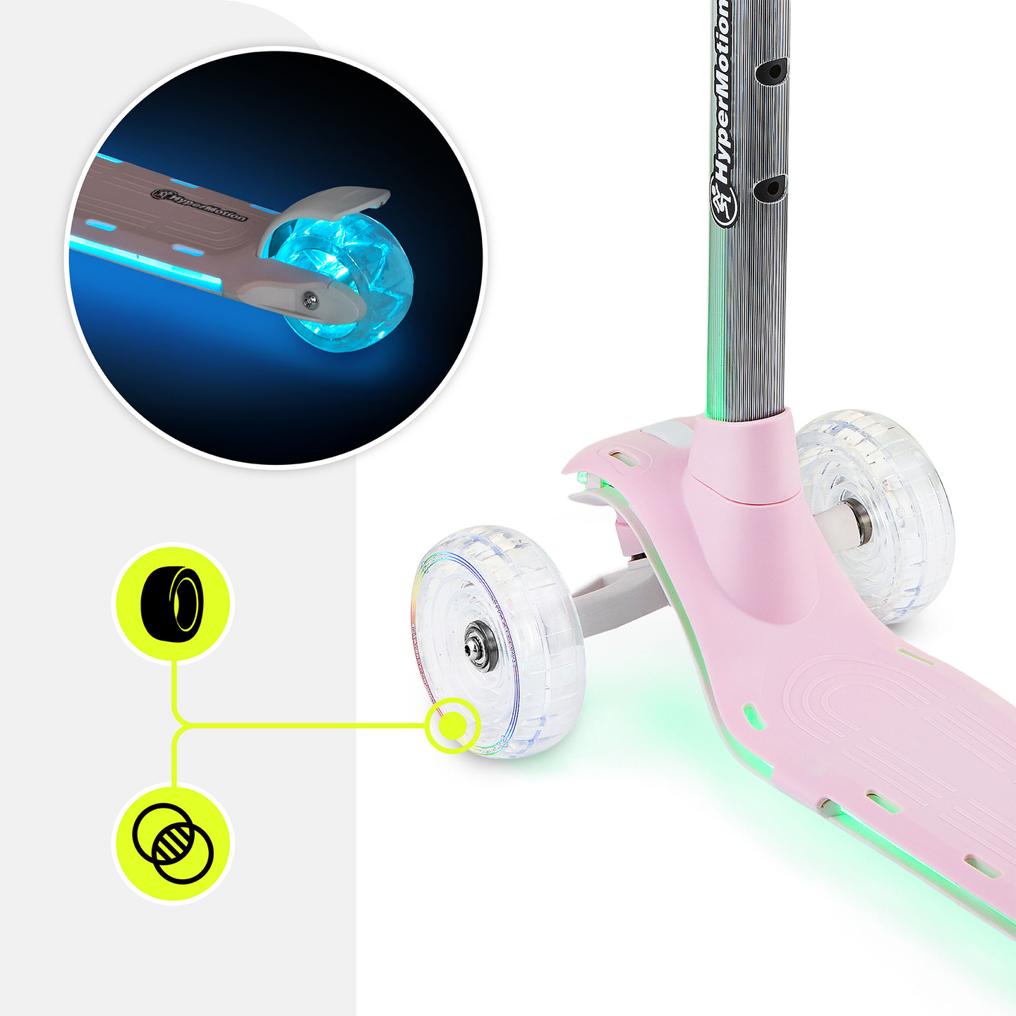 HyperMotion BECKY balansscooter - RGB LED-belysning, rosa
