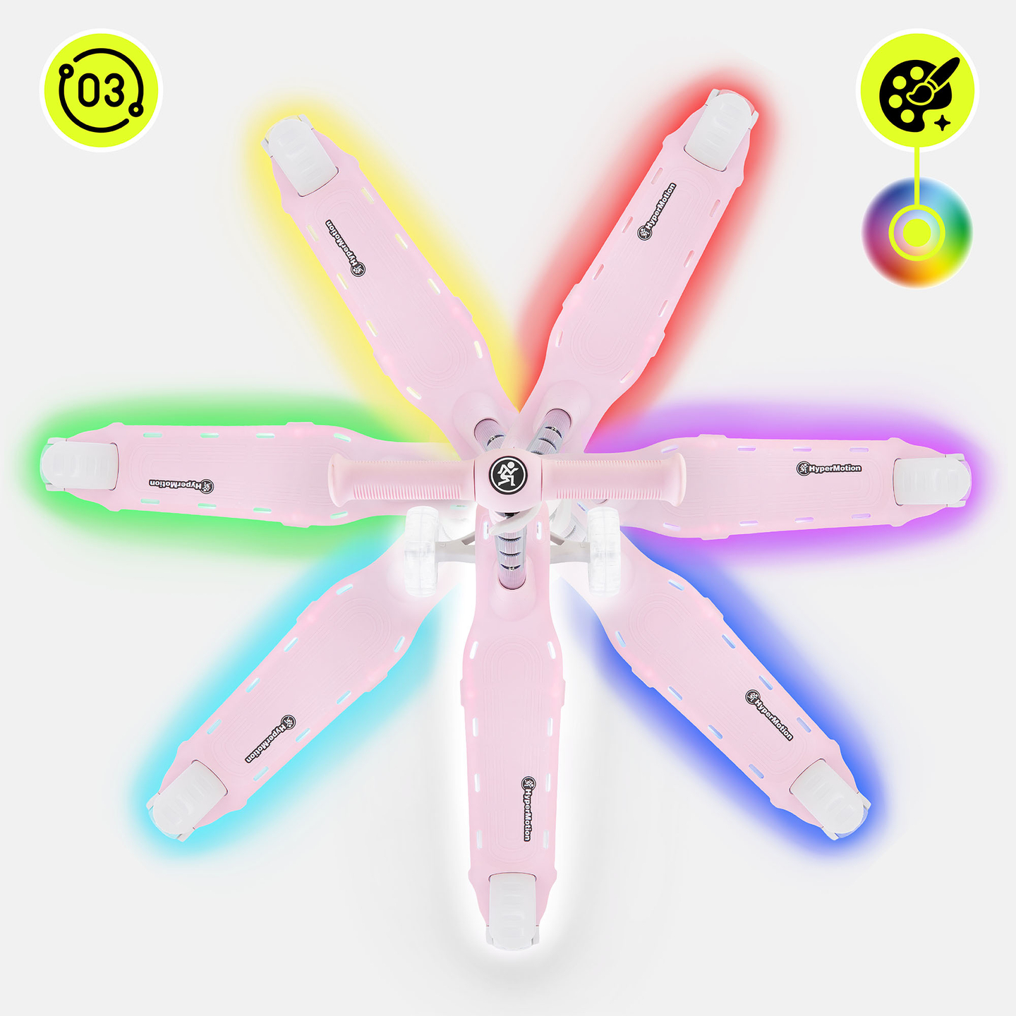 HyperMotion BECKY balansscooter - RGB LED-belysning, rosa