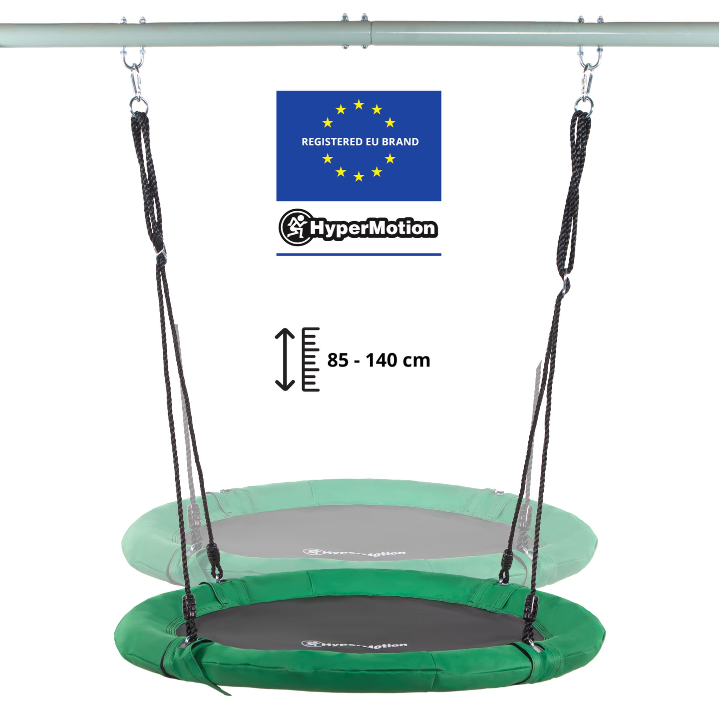 Trädgårdsgunga av typ storkbo med ram och rep