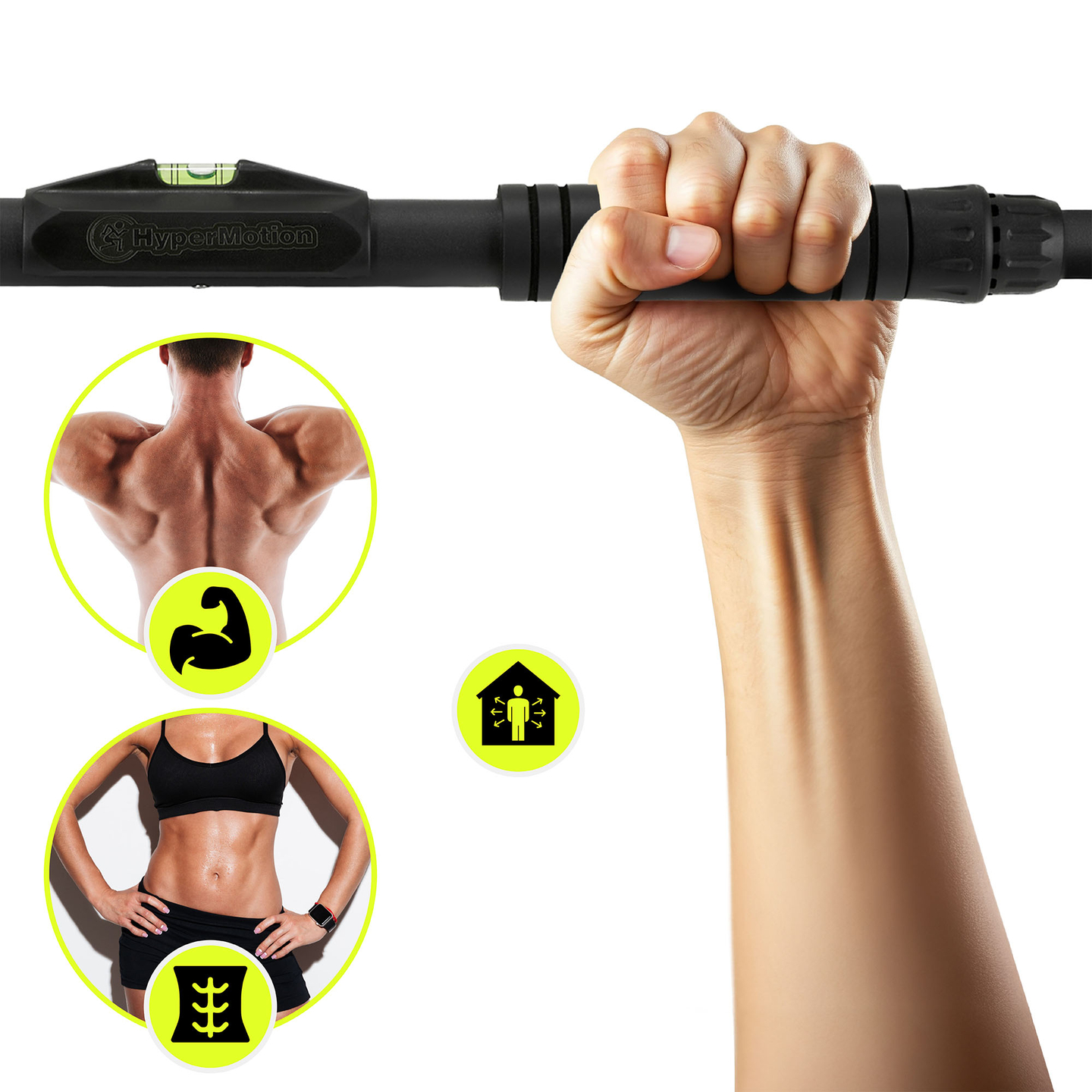 HyperMotion justerbar pull-up-stång 70–100 cm, 200 kg, svart