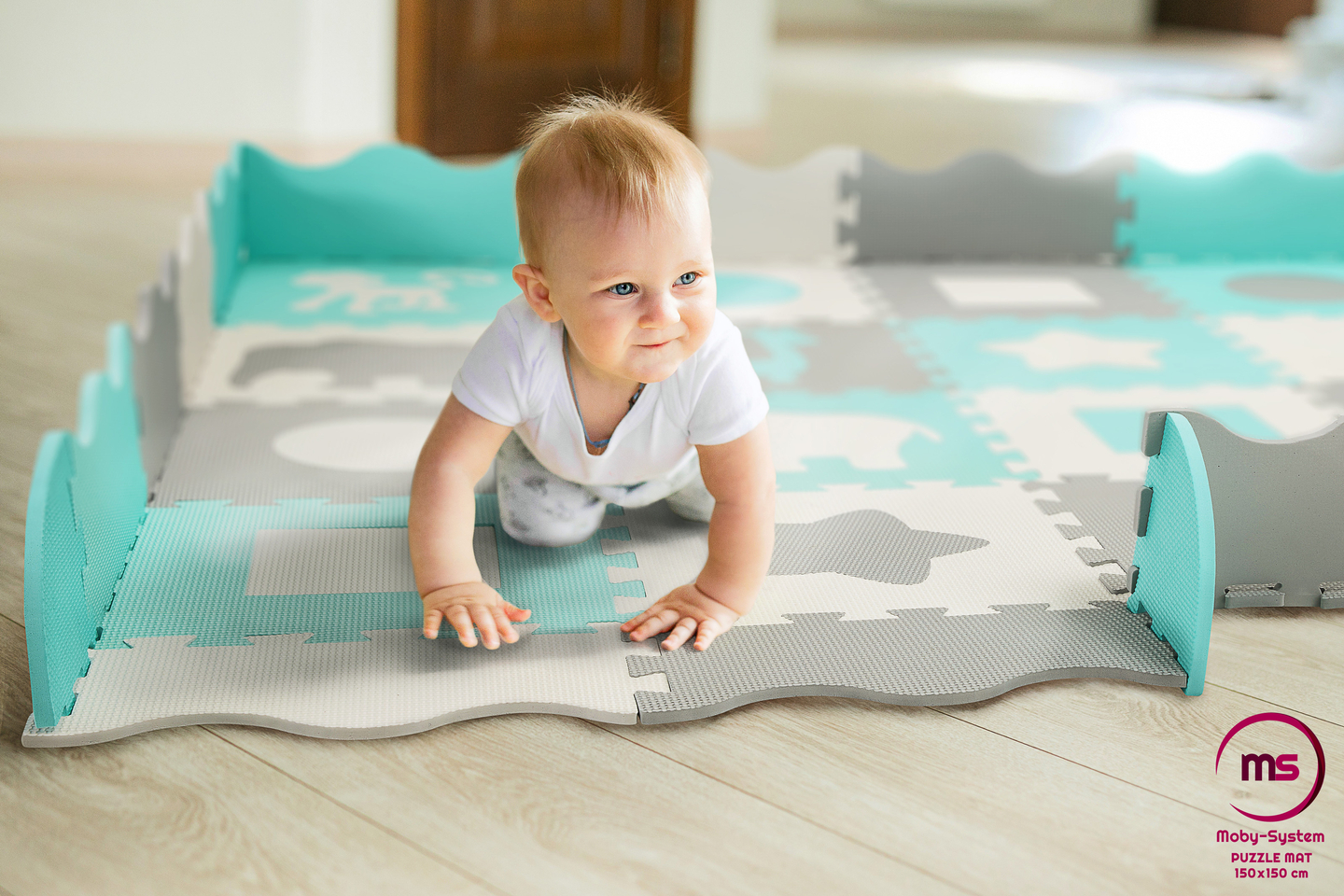 Skummatta XL 150 x 150 x 1cm med kant - EVA-skum - mint