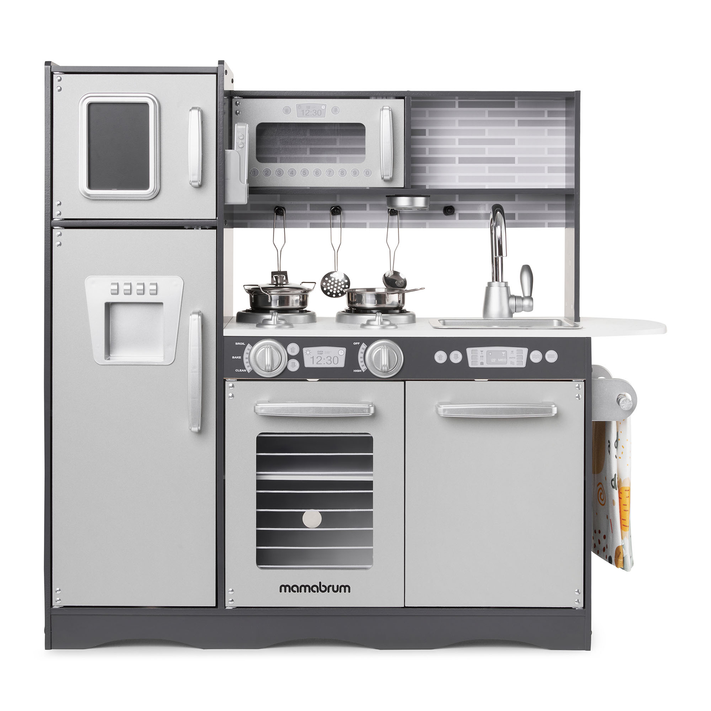 XXL träkök med LED-belysning, förkläde och tillbehör