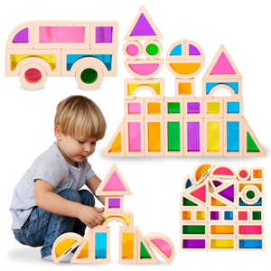 Träklossar med regnbåge - 25 element