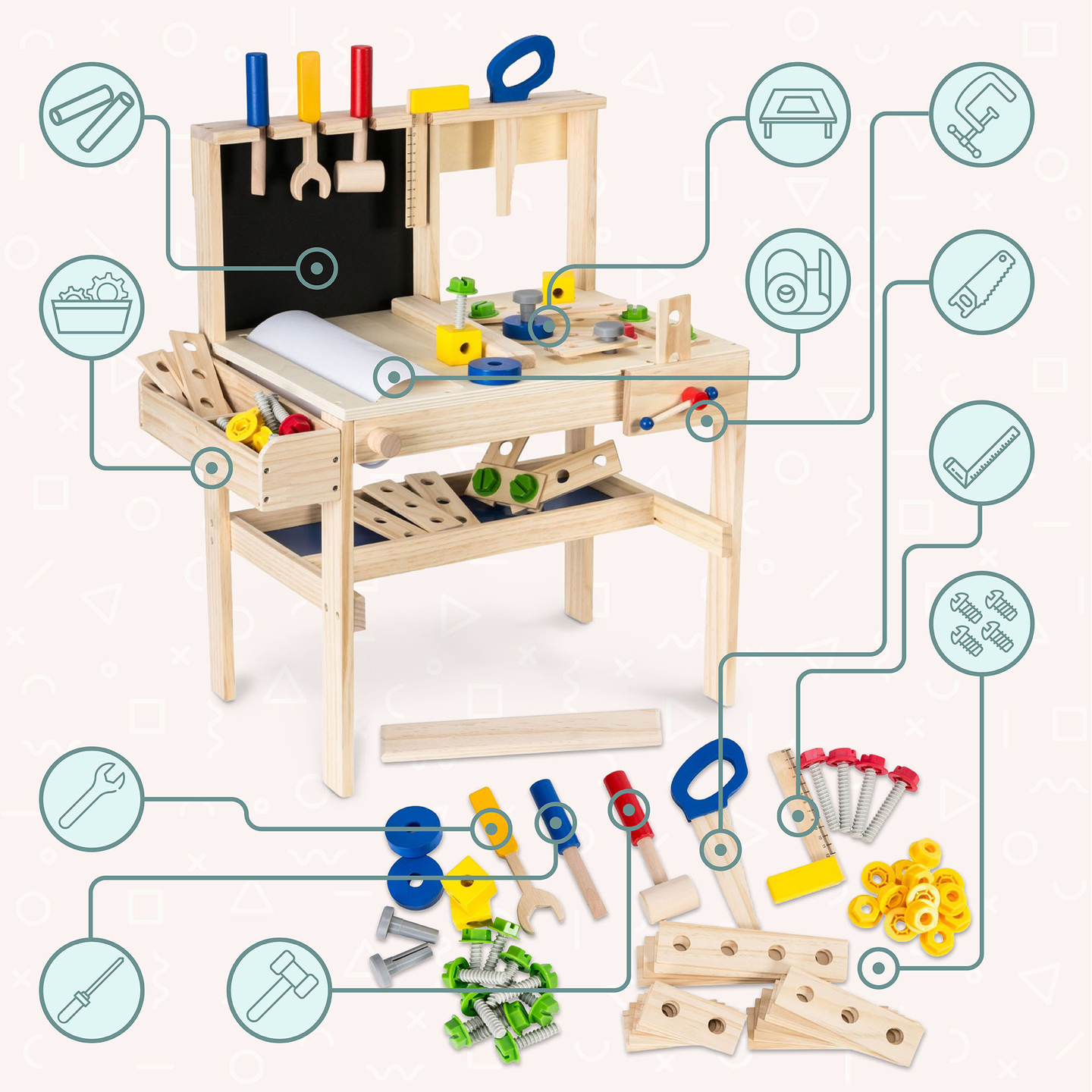 DIY-set i trä XXL - 75 bitar