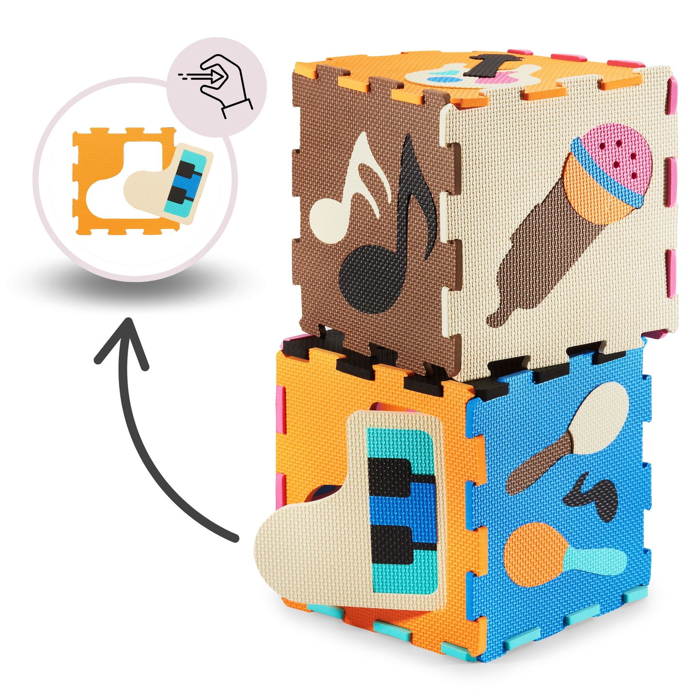 Pedagogisk pusselmatta i skum 90 x 90 x 1cm - EVA-skum - design: instrument