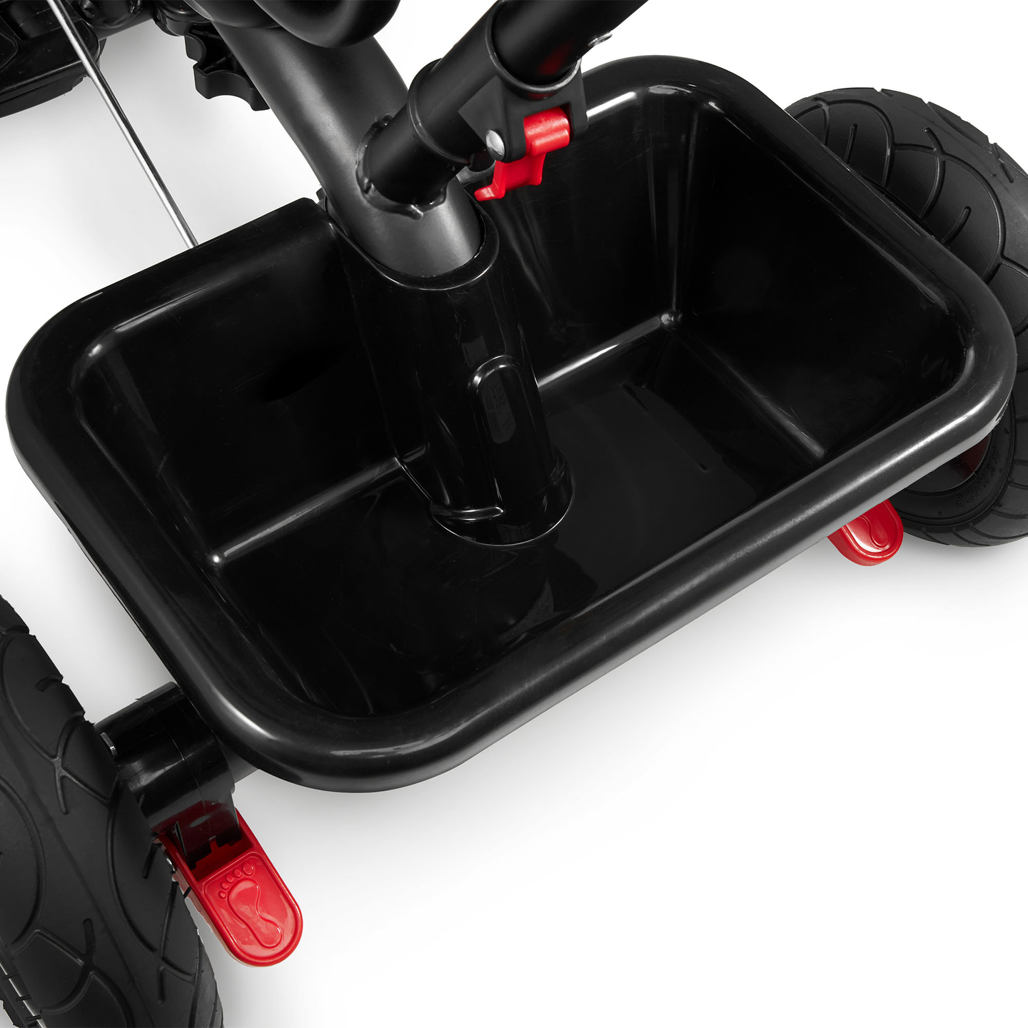 Trehjuling för barn 1-4 år - TOBI FREY - rosa färg - svängbar - pumpade hjul + tryckare