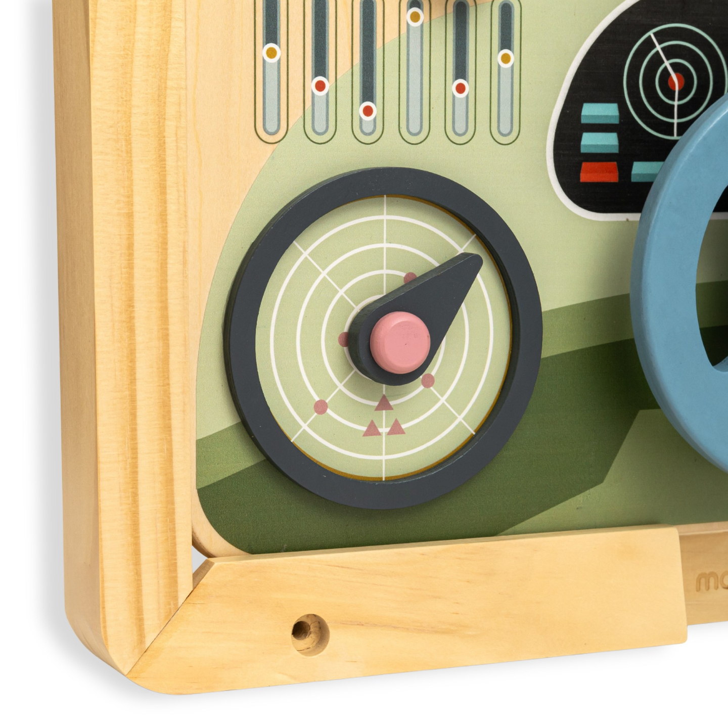 Montessoribräda i trä 2-i-1 förarplats för den lilla föraren och piloten – ratt, växelspak, resekartor, radar