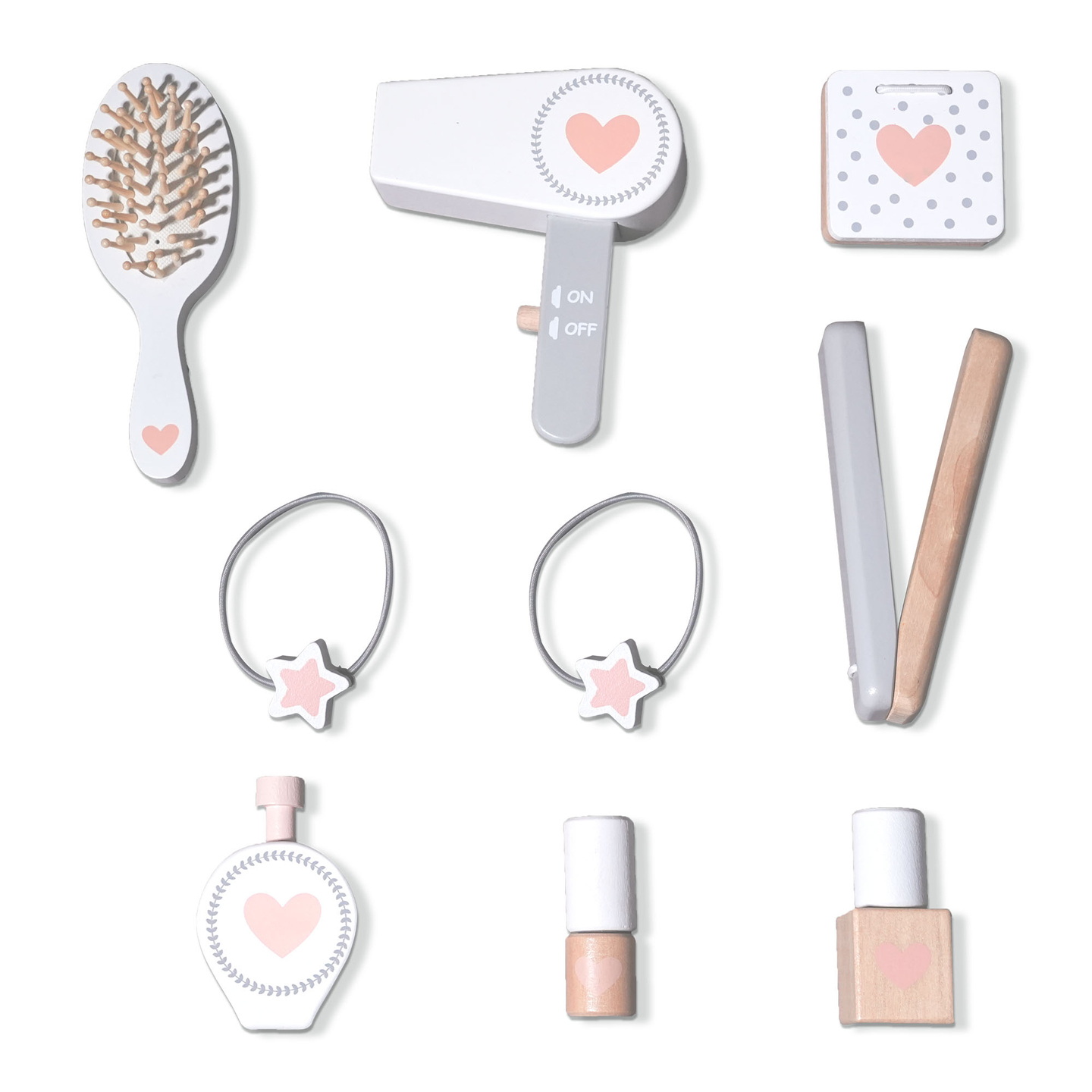 Barnskötbord i trä med stol, tillbehör och LED-belysning