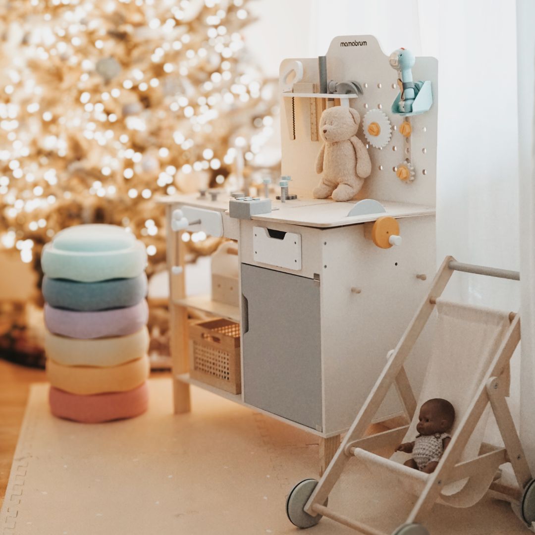 XXL Stor träverkstad med verktyg - gör-det-själv-set, 74 delar