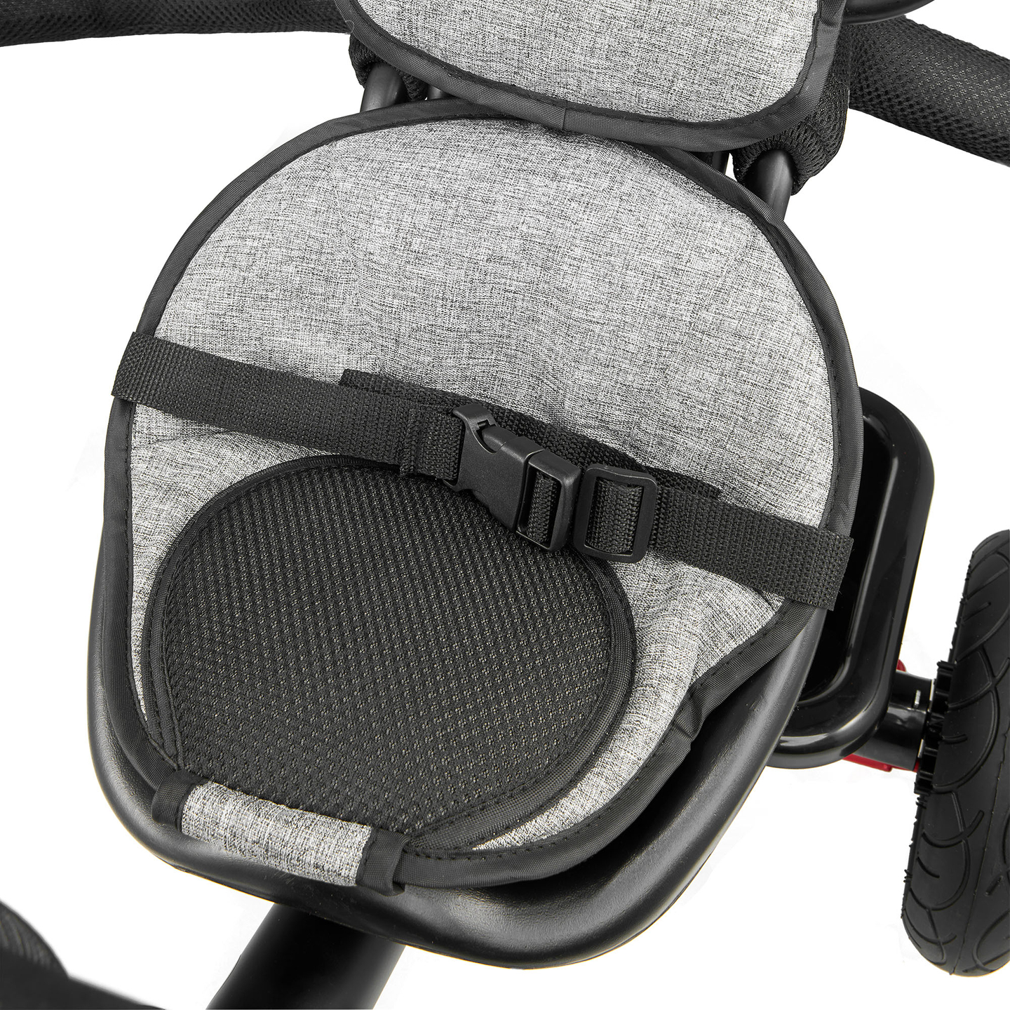 Trehjuling för barn 1-4 år - TOBI FREY - grå färg - svängbar - pumpade hjul + tryckare