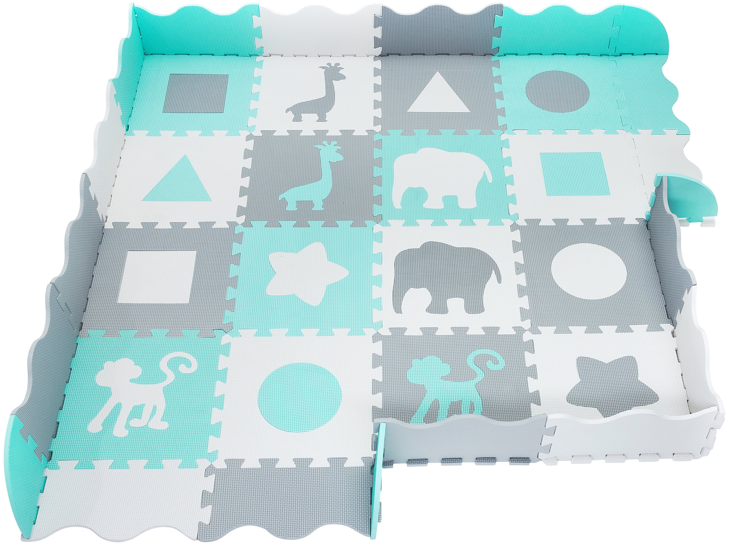 Skummatta XL 150 x 150 x 1cm med kant - EVA-skum - mint