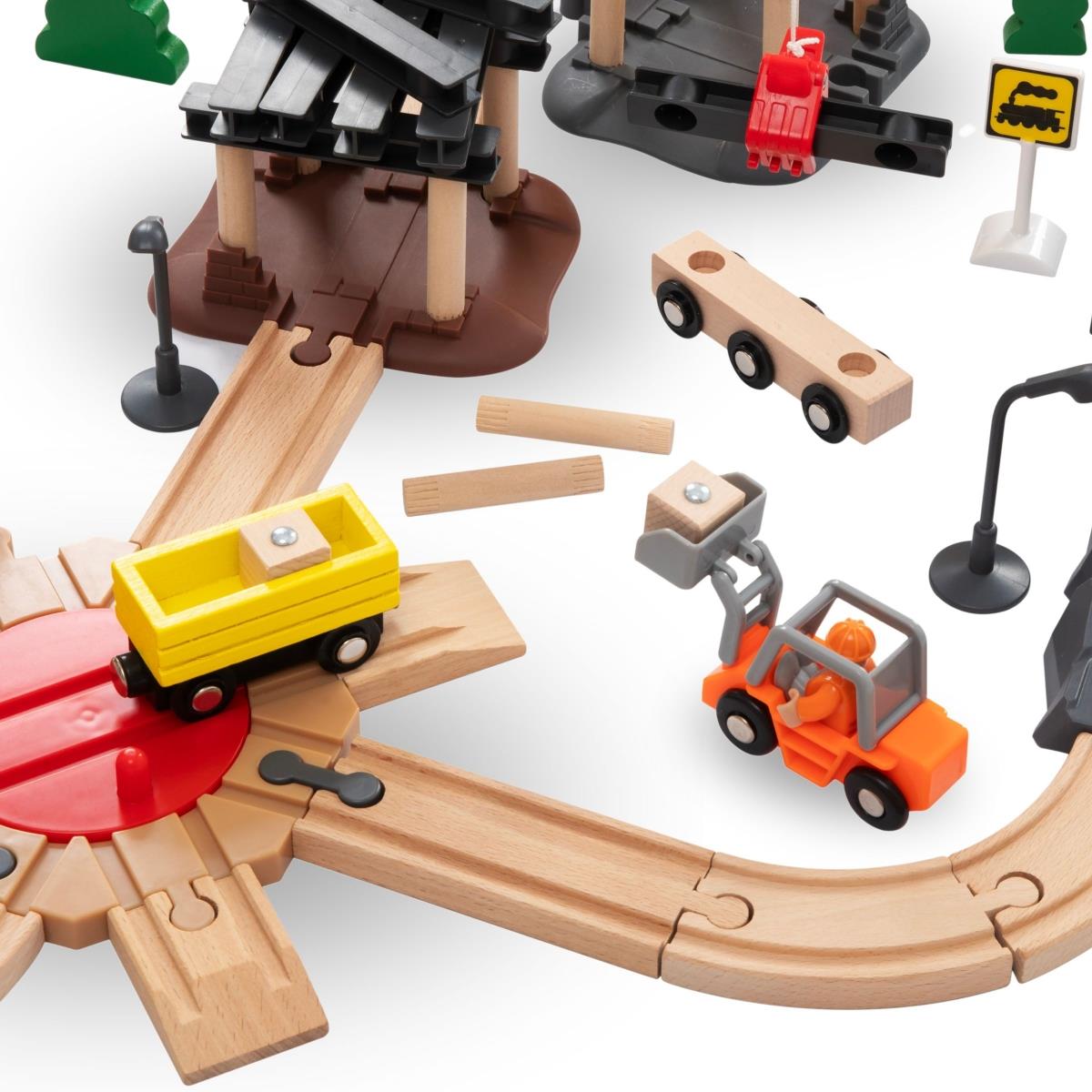 Träjärnväg, batteridrivet tåg - Stad: spår, bilar, bro, flygplats