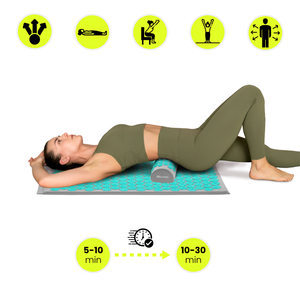 Akupressurmatta med kudde och överdrag - 72 cm HyperMotion grå-mint