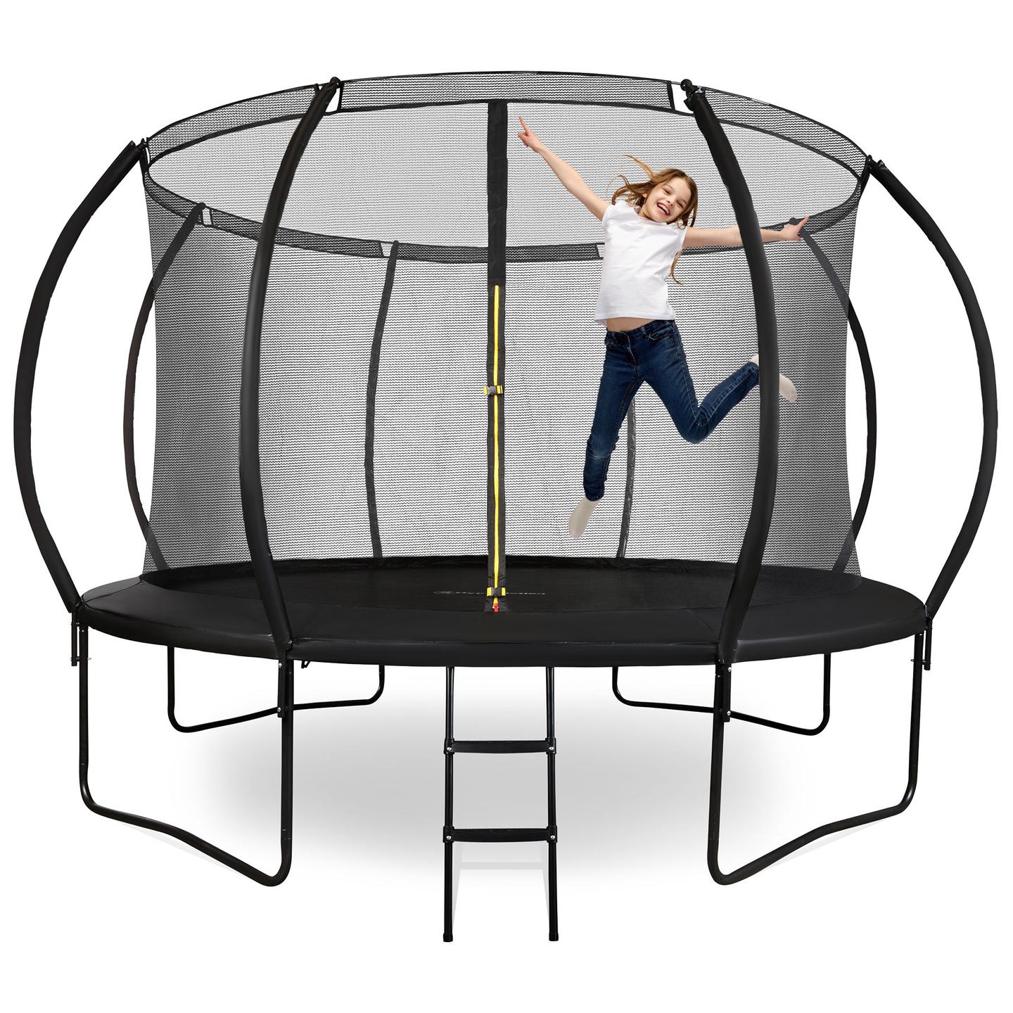 XXL trädgårdstrampolin för barn HyperMotion - 366 cm 12FT - med stege och invändigt nät - för hem och trädgård - max 150 kg