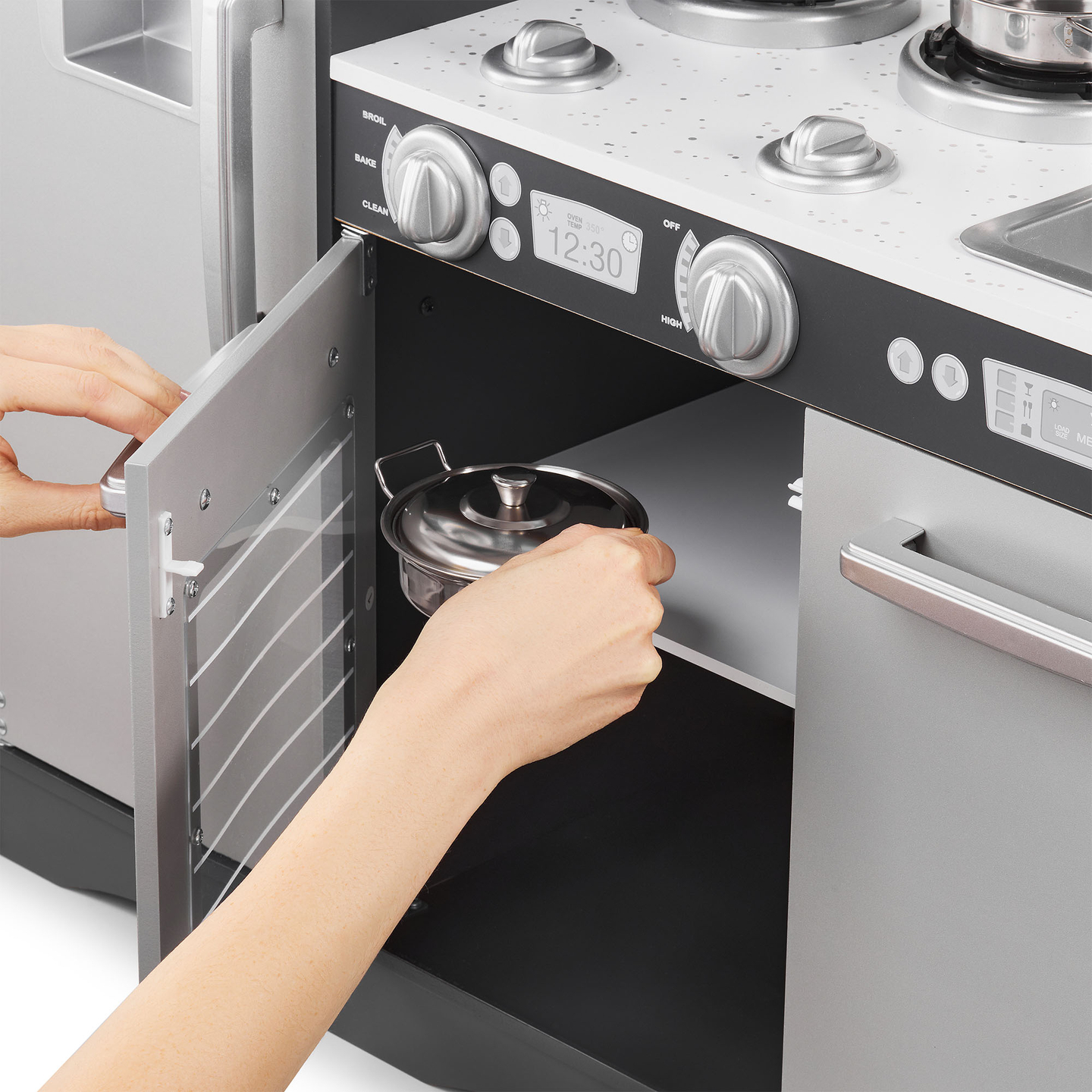 XXL träkök med LED-belysning, förkläde och tillbehör