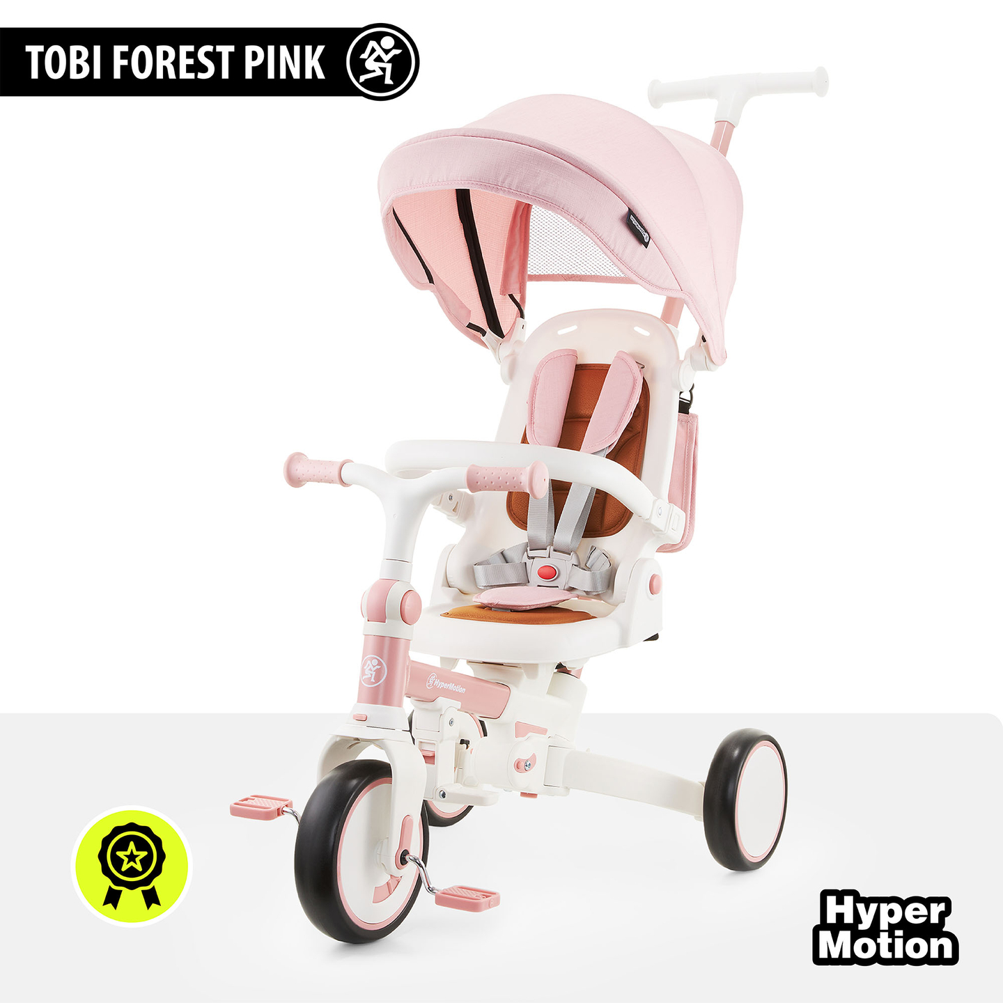 8in1 multifunktionell trehjuling TOBI FOREST - rosa