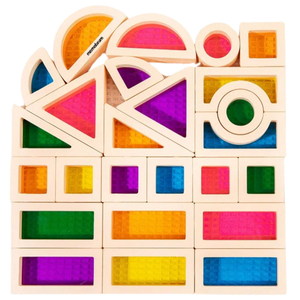 Träklossar med regnbåge - 25 element