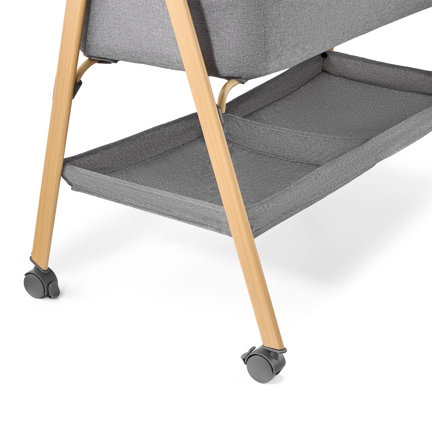 Spjälsäng, fristående, resesäng, vagga med madrass - grå