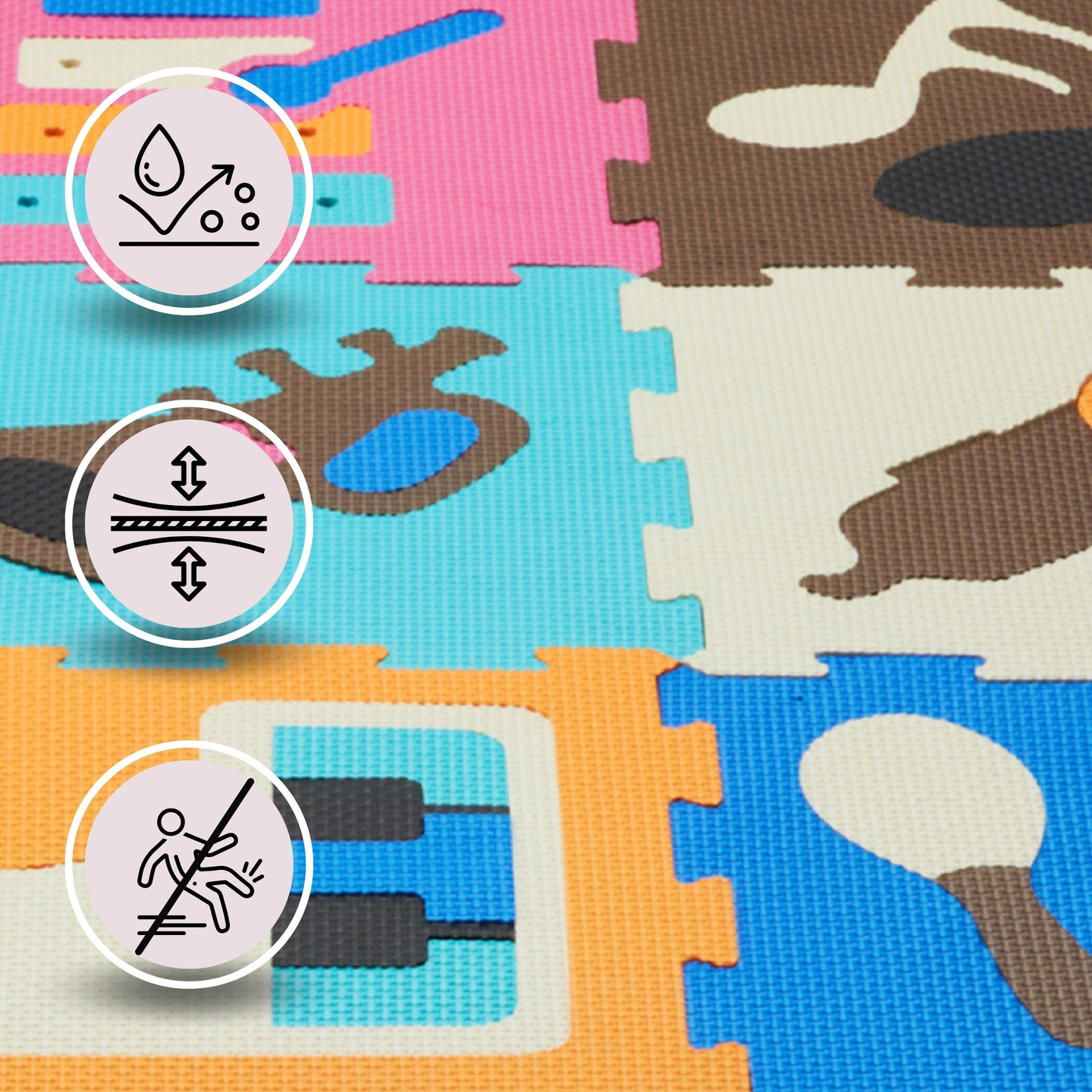 Pedagogisk pusselmatta i skum 90 x 90 x 1cm - EVA-skum - design: instrument