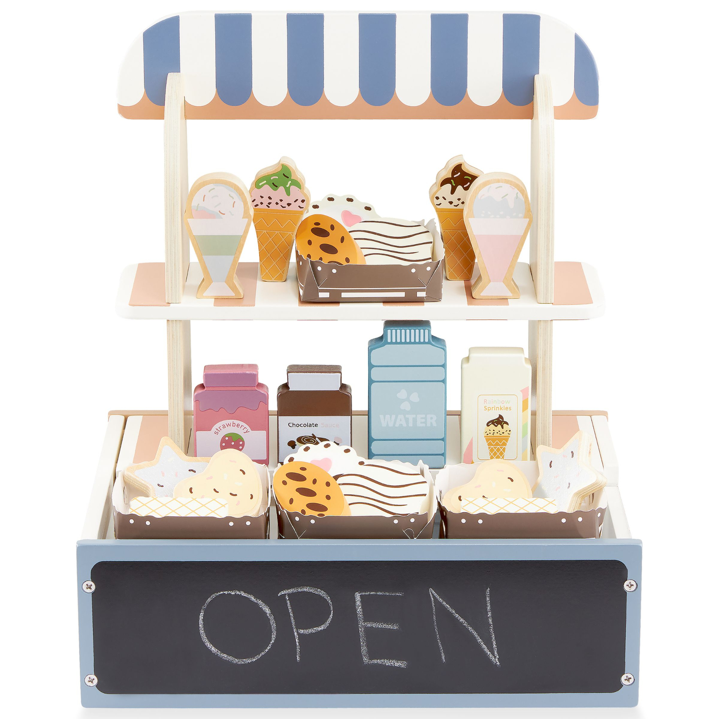 Hopfällbar butik i trä - café, konditori med tillbehör