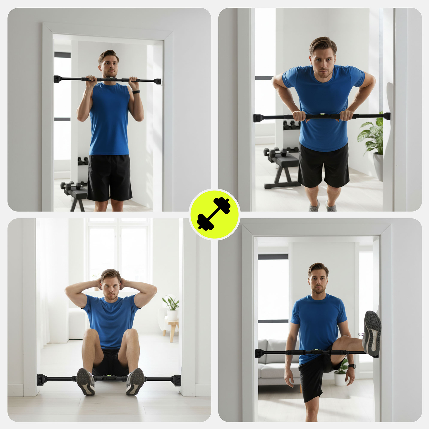 HyperMotion justerbar pull-up-stång 74-100 cm, 200 kg, svart