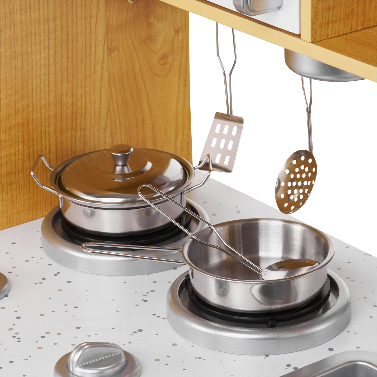 XXL träkök med LED-belysning, förkläde och tillbehör