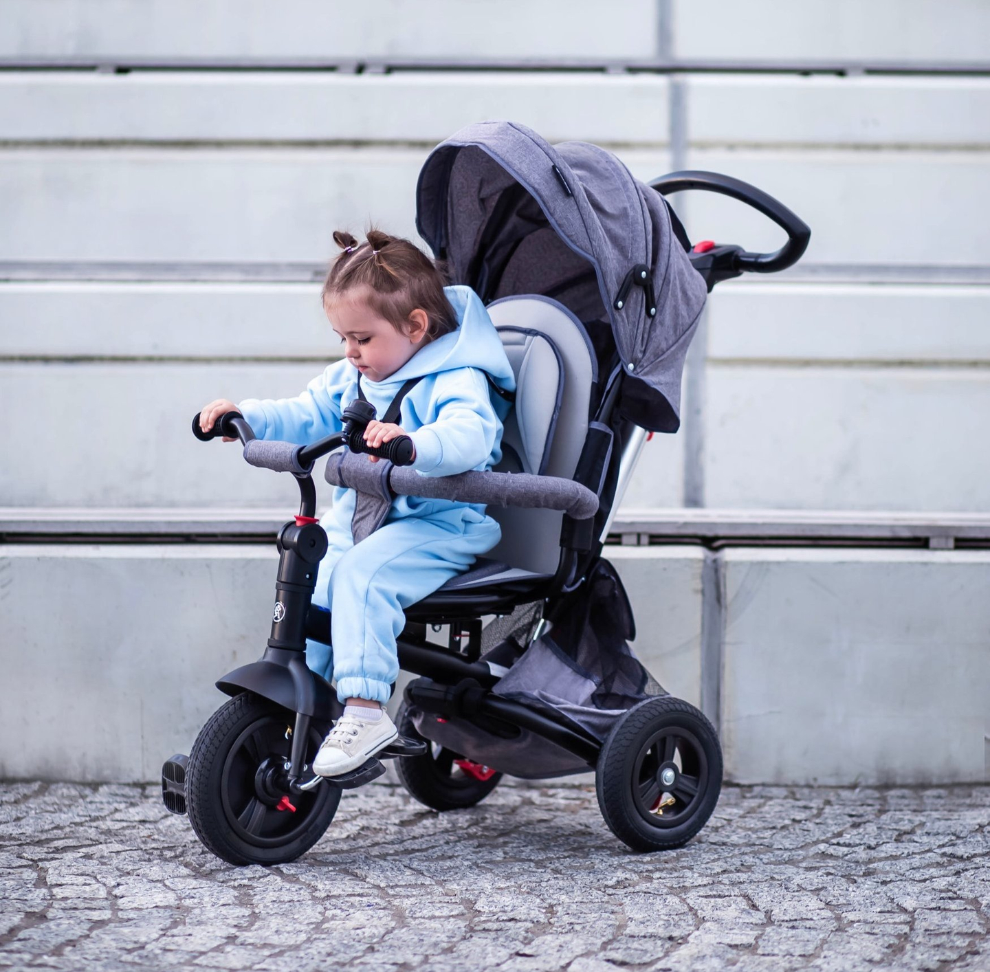 Tobi Velar trehjuling + regnfolie - grå