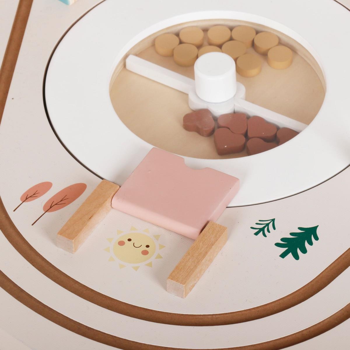 Pedagogiskt träbord 10in1 med djur och tåg