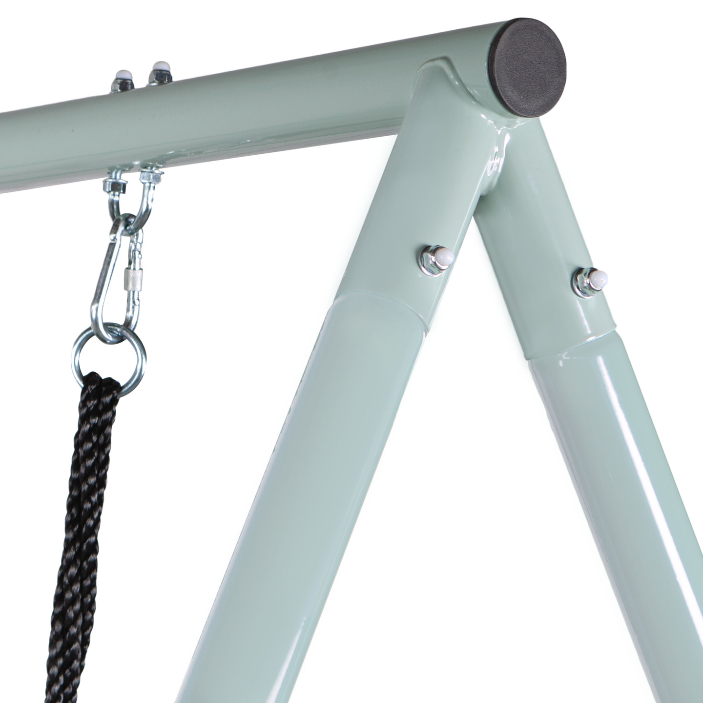 Trädgårdsgunga av typ storkbo med ram och rep