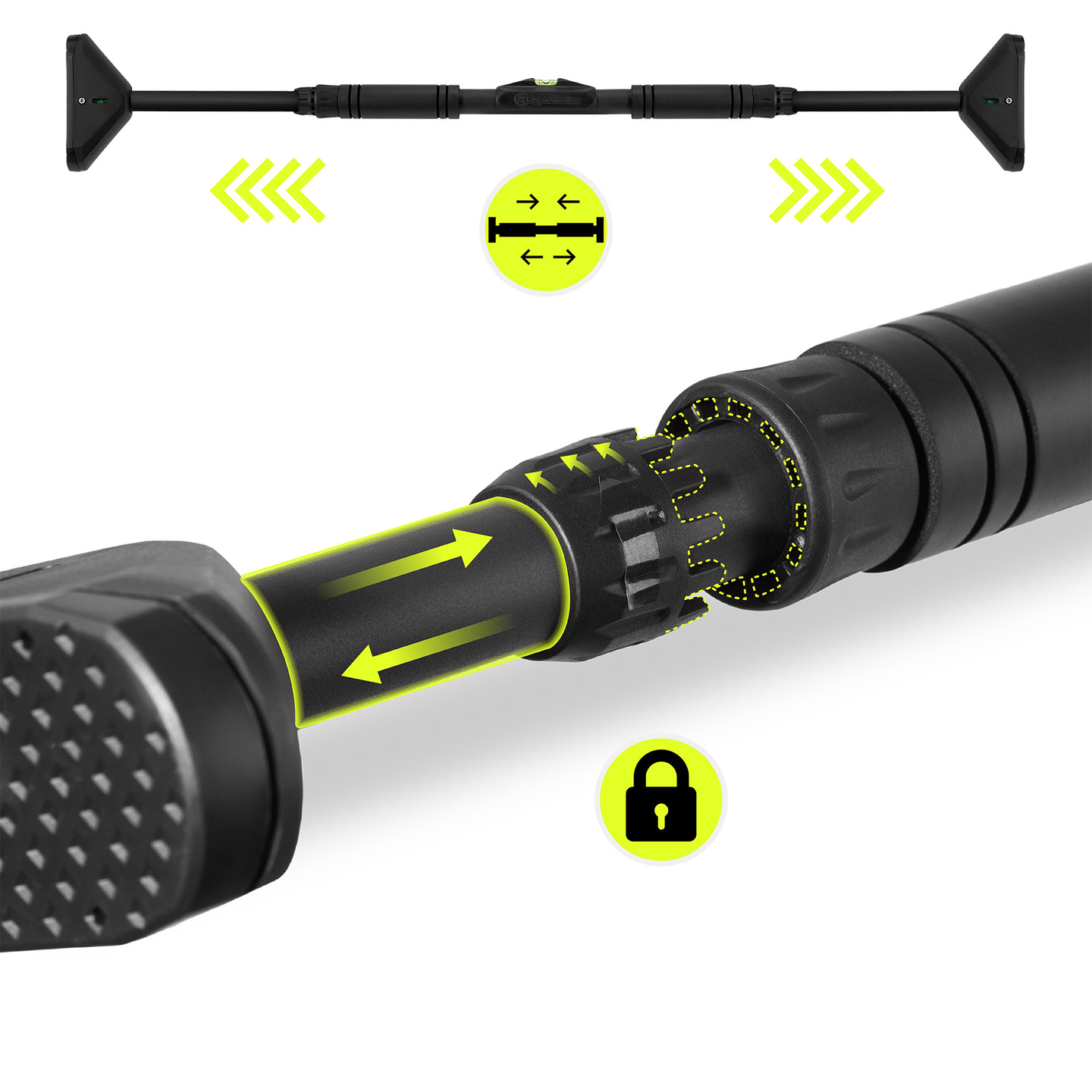 HyperMotion justerbar pull-up-stång 70–100 cm, 200 kg, svart