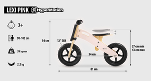 HyperMotion LEXI joggingcykel i trä - skumhjul, superlätt - rosa