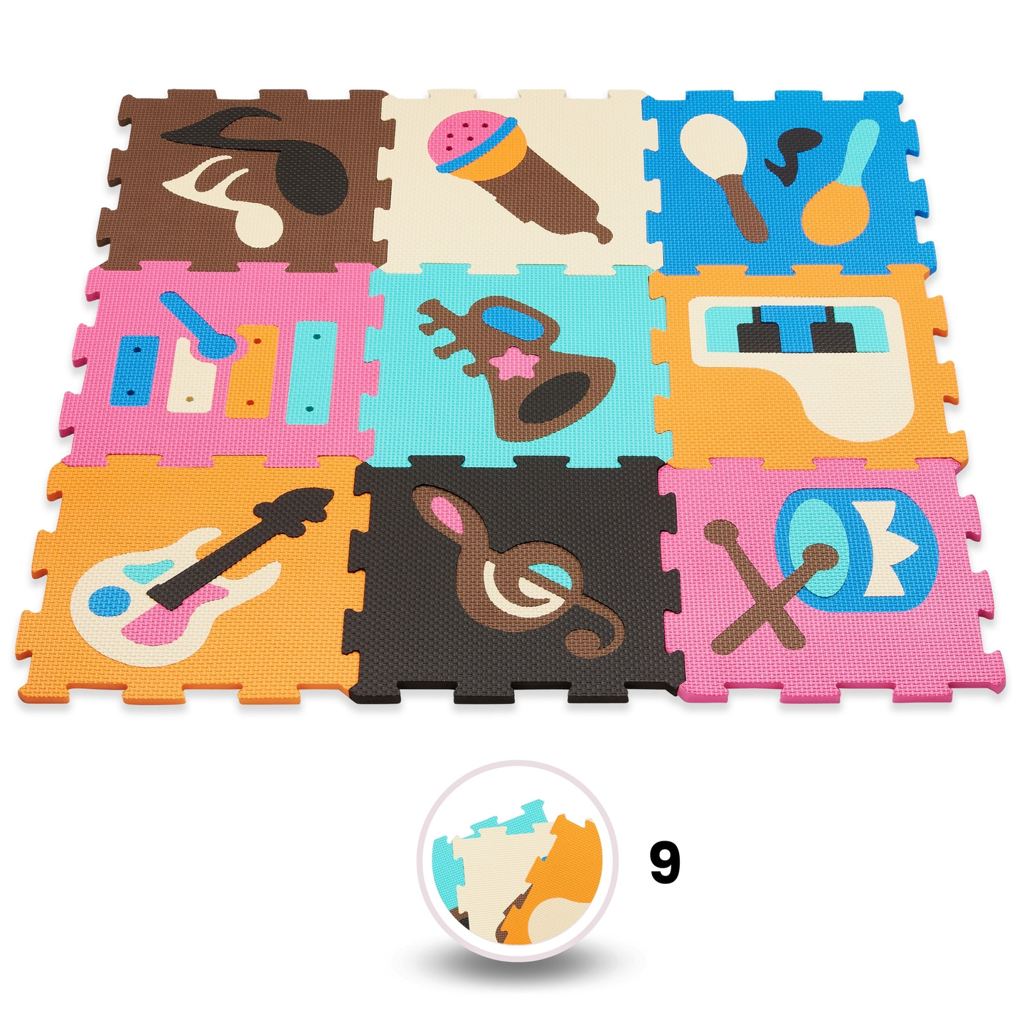 Pedagogisk pusselmatta i skum 90 x 90 x 1cm - EVA-skum - design: instrument