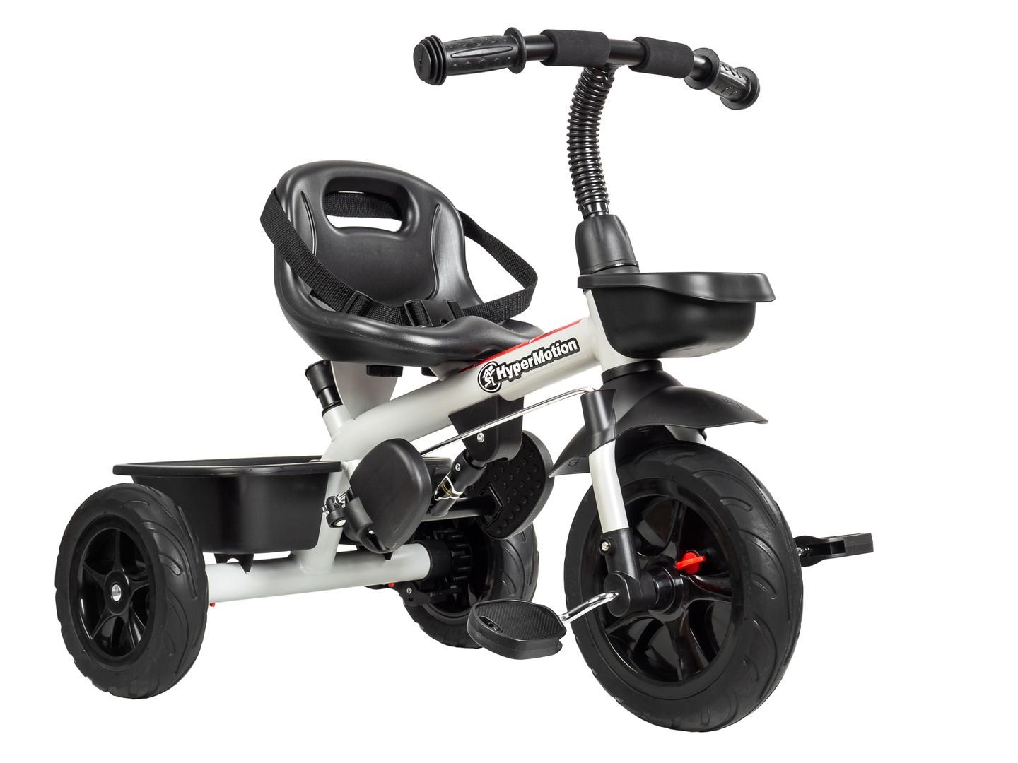 HyperMotion TOBI VECTOR trehjuling - evigt uppblåsbara hjul + skjutstång. Färg: ljusgrå.
