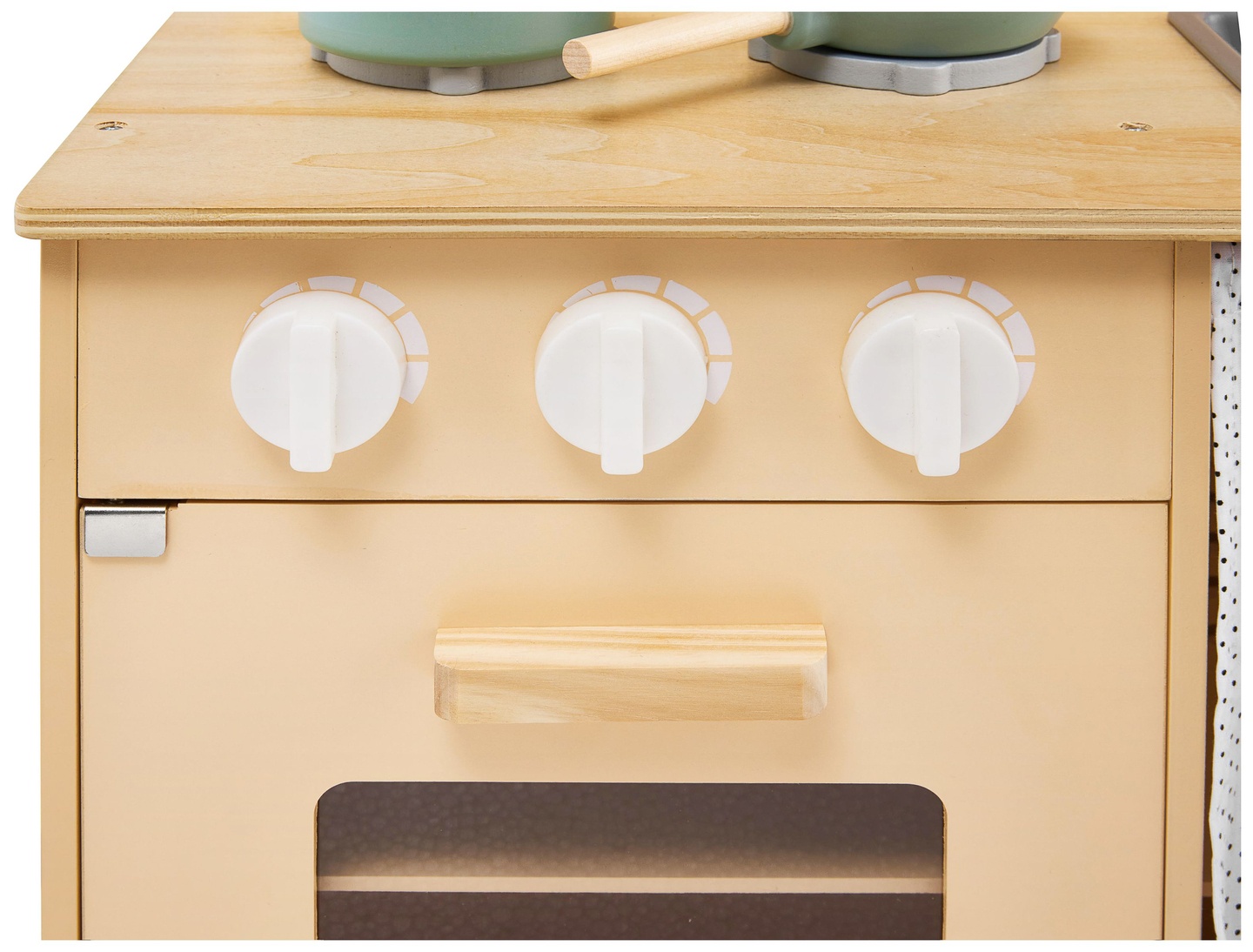 Träkök med förkläde, tillbehör och LED-belysning