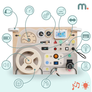 Montessori-lekbräda i trä för små barn - instrumentbräda för bil