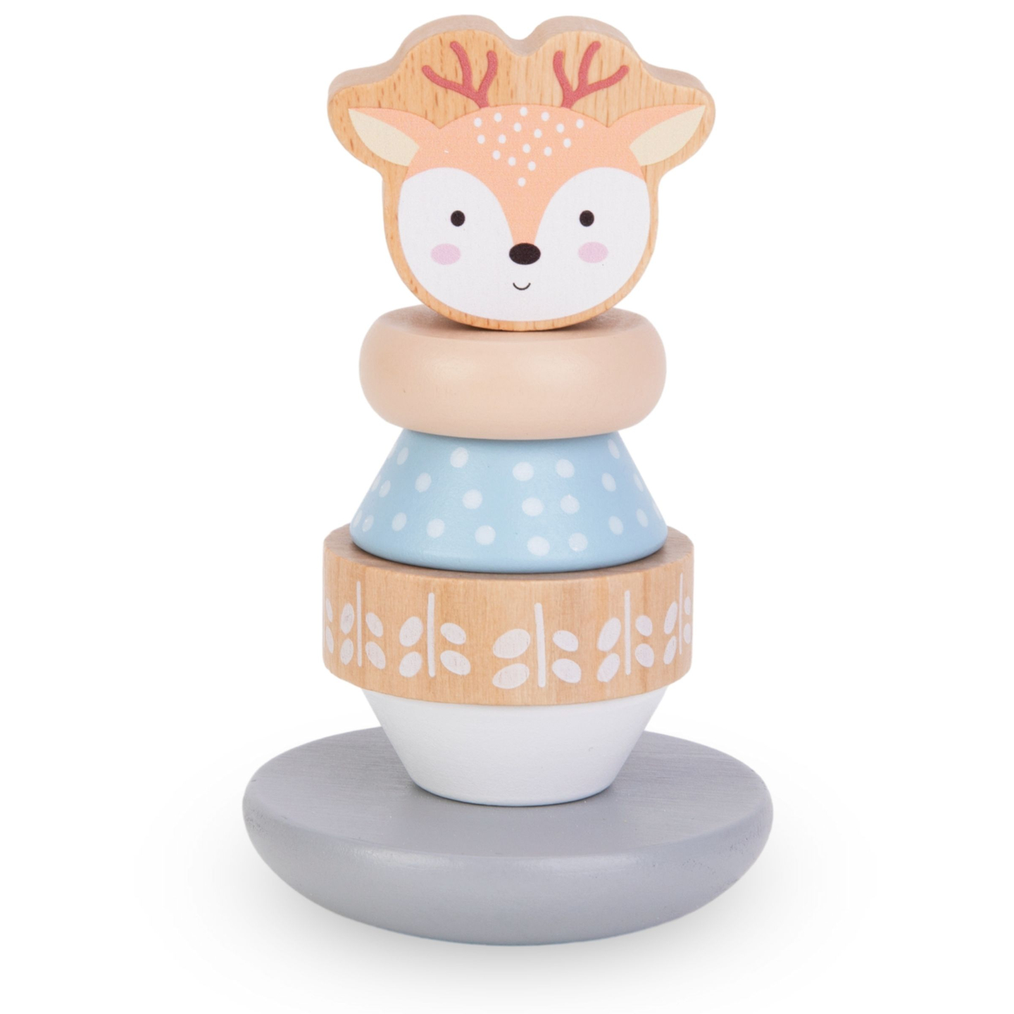 Set med träleksaker - färgglad sammanflätning, pyramidhjort, sorteringspingvin