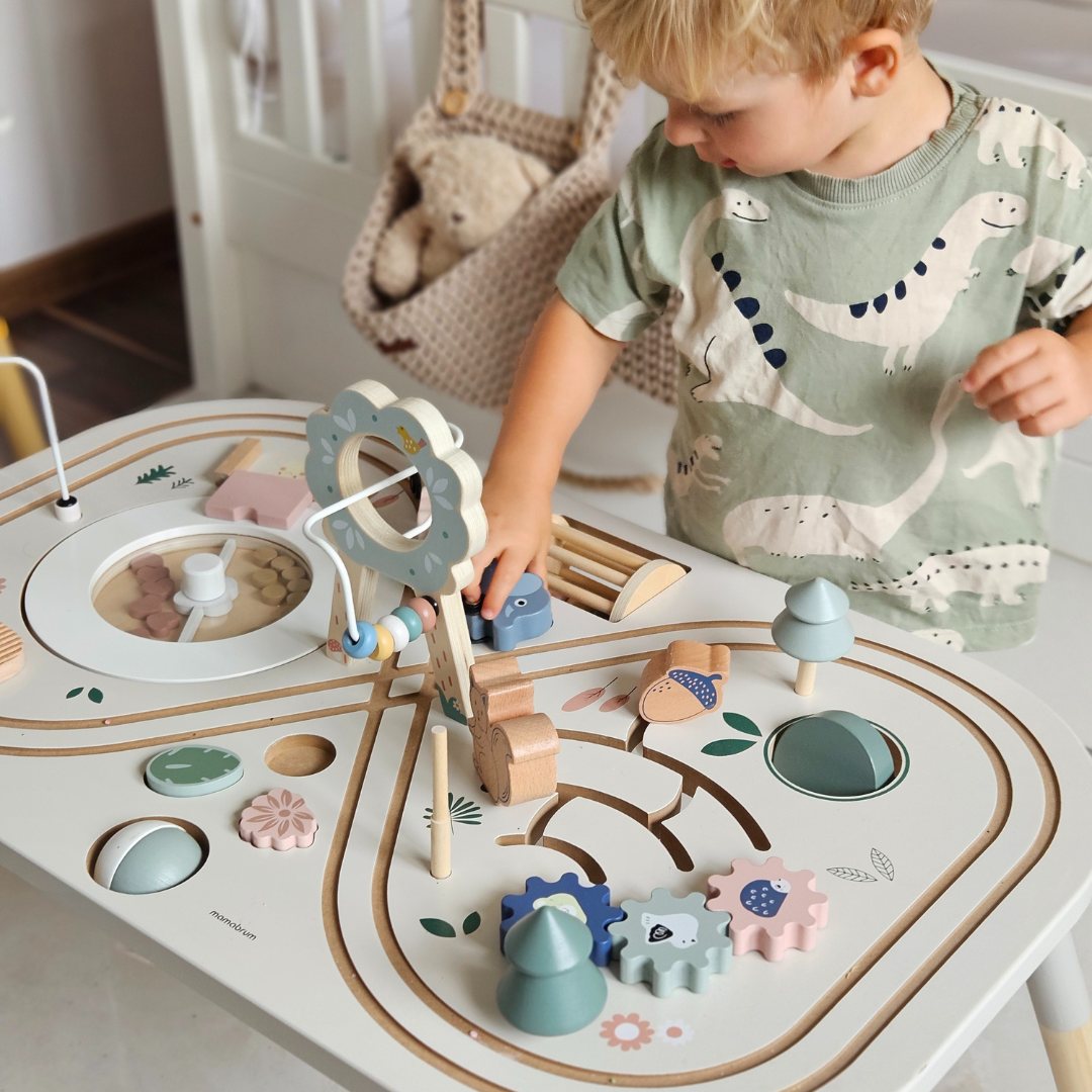 Pedagogiskt träbord 10in1 med djur och tåg