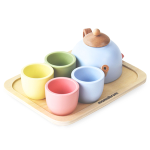 Teservis i trä med bricka - 7 artiklar