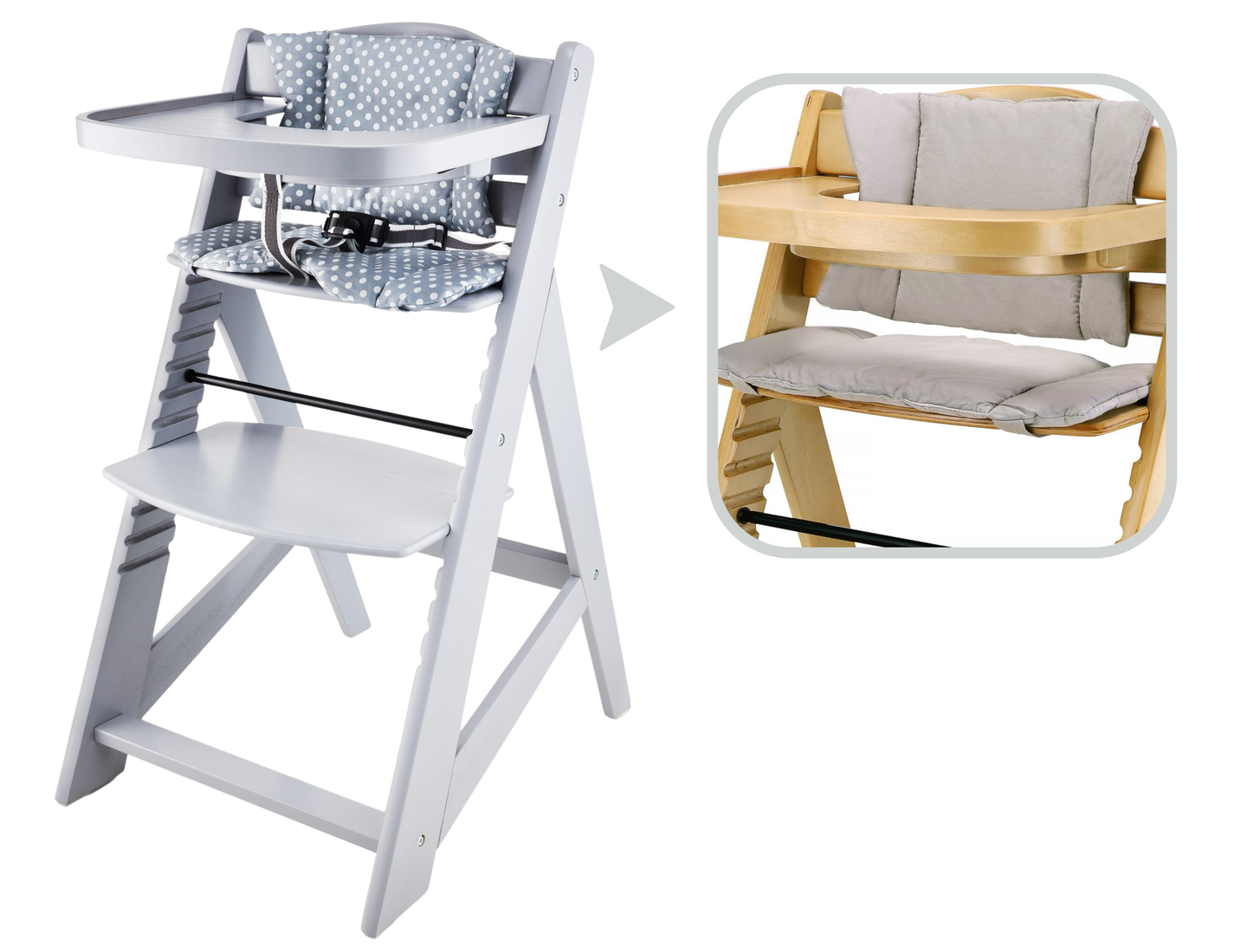 Träfåtölj Moby-System WOODY - grå färg