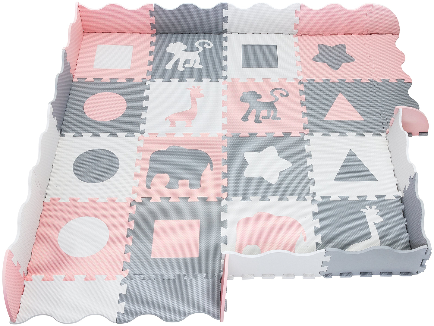 Skummatta XL 150 x 150 x 1cm med kant - EVA-skum - rosa