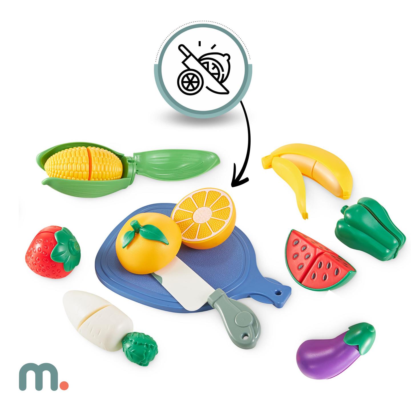 XXXXL stort interaktivt träkök med LED-belysning, tvättmaskin, mikrovågsugn, kaffemaskin samt frukt- och grönsaksuppsättning - 50 element