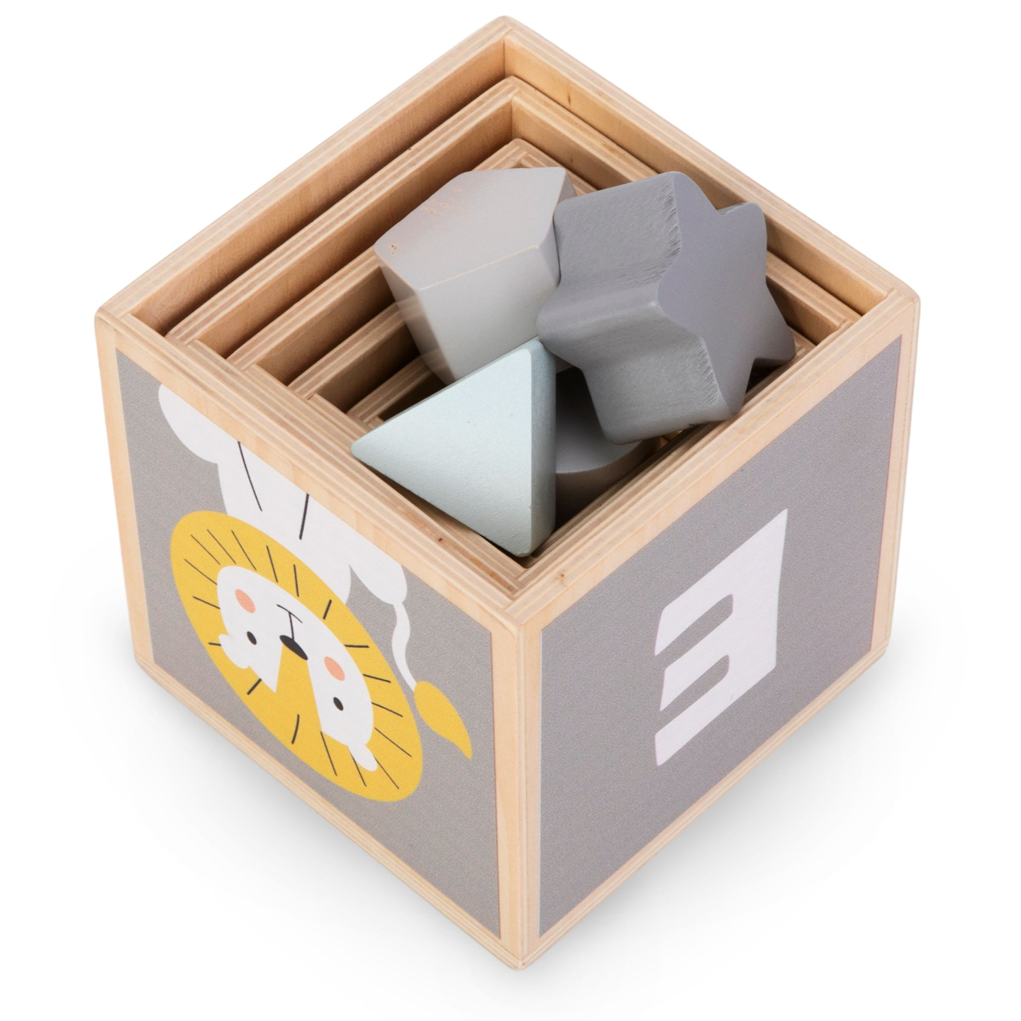 Torn i trä - formsortering siffror alfabet djur