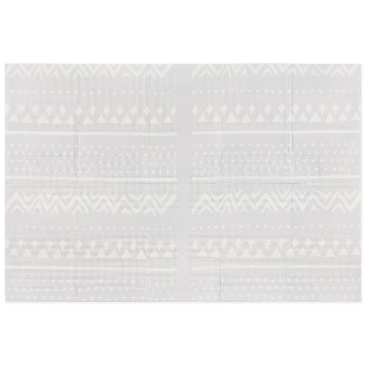 Dubbelsidig hopfällbar skumgummimatta 180 x 120 x 1 cm - Exotiska elefanter/Delikat grå